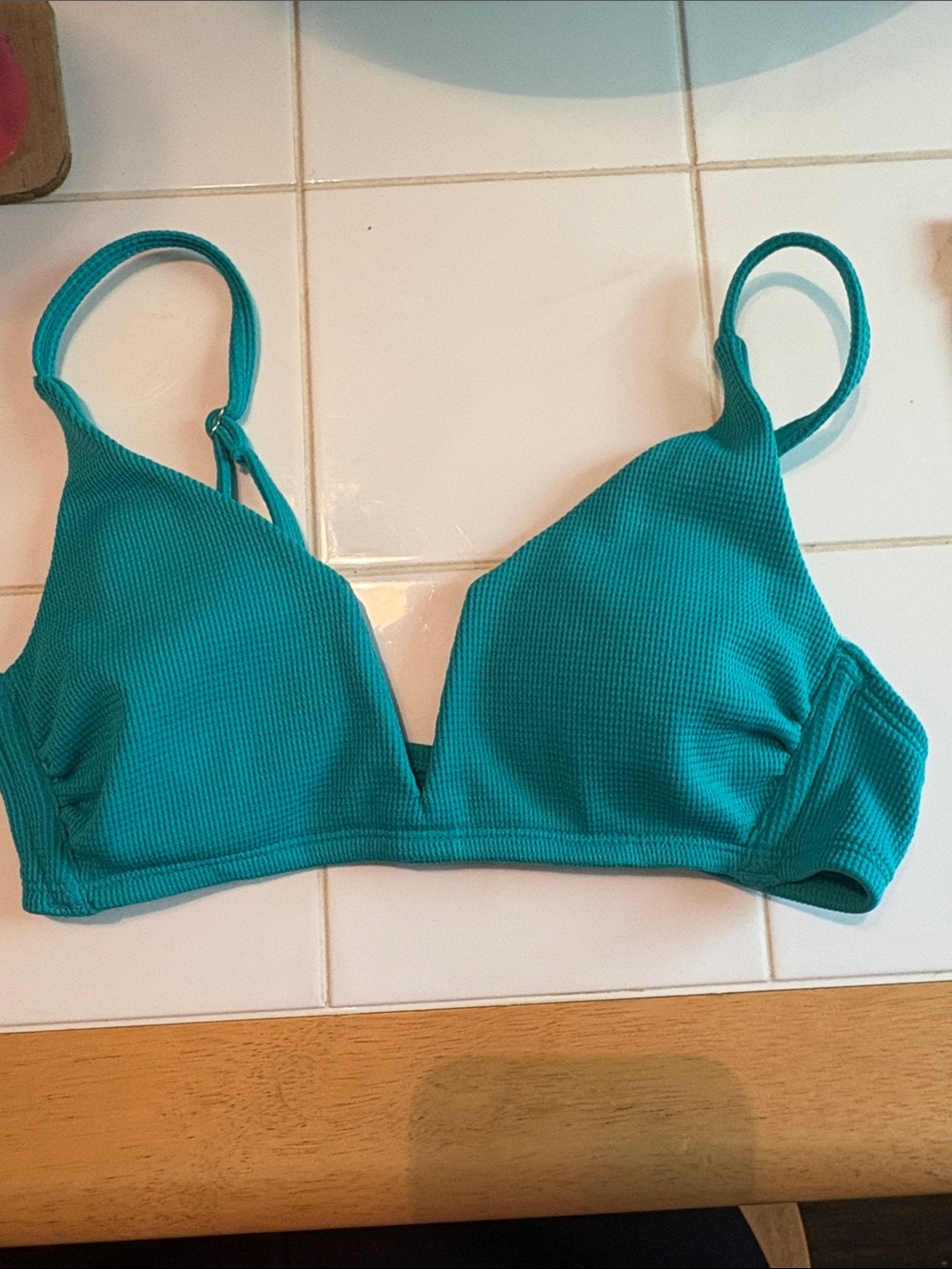 Shade & Shore Teal Ribbed Swim Bralette